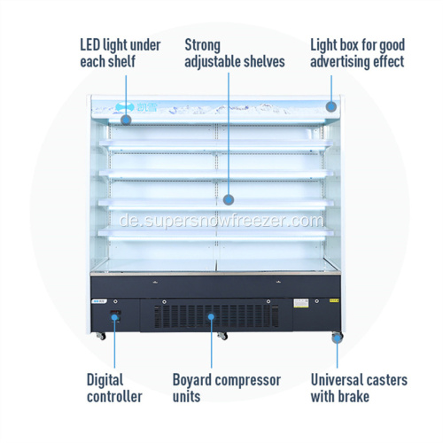 Stecken Sie den offenen Multi-Deck-Display-Kühlschrank für Milchprodukte ein